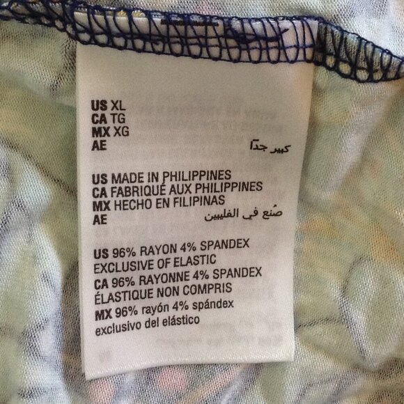 NWT Style & Co, "XL" Blue Floral Blouse, Ribbing, Bell Sleeves, Bohemian, V neck - Picture 6 of 7